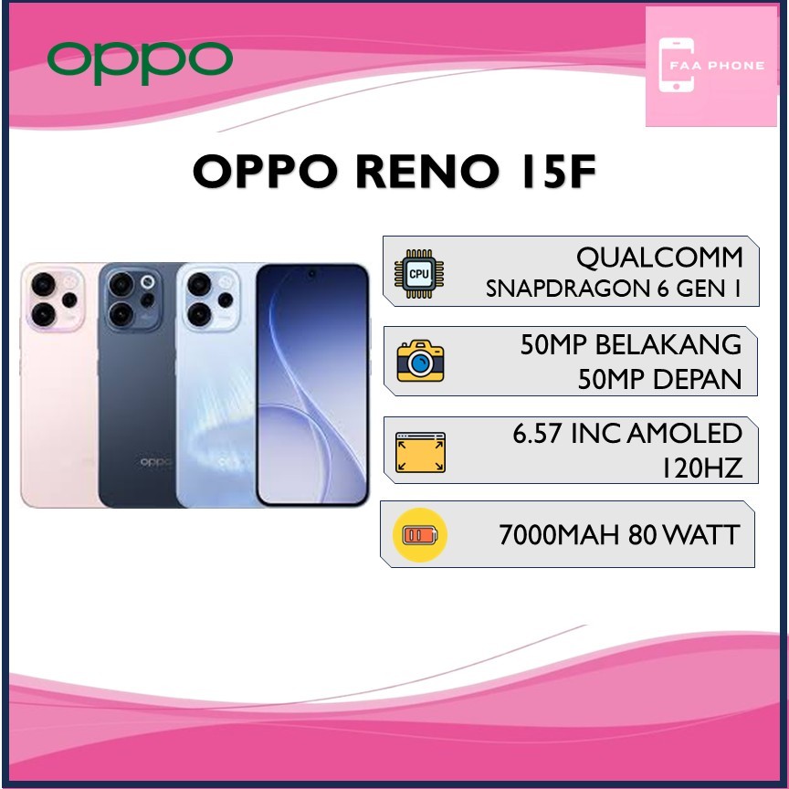 OPPO RENO 15F RAM 12GB ROM 256GB QUALCOMM SNAPDRAGON 6 GEN 1