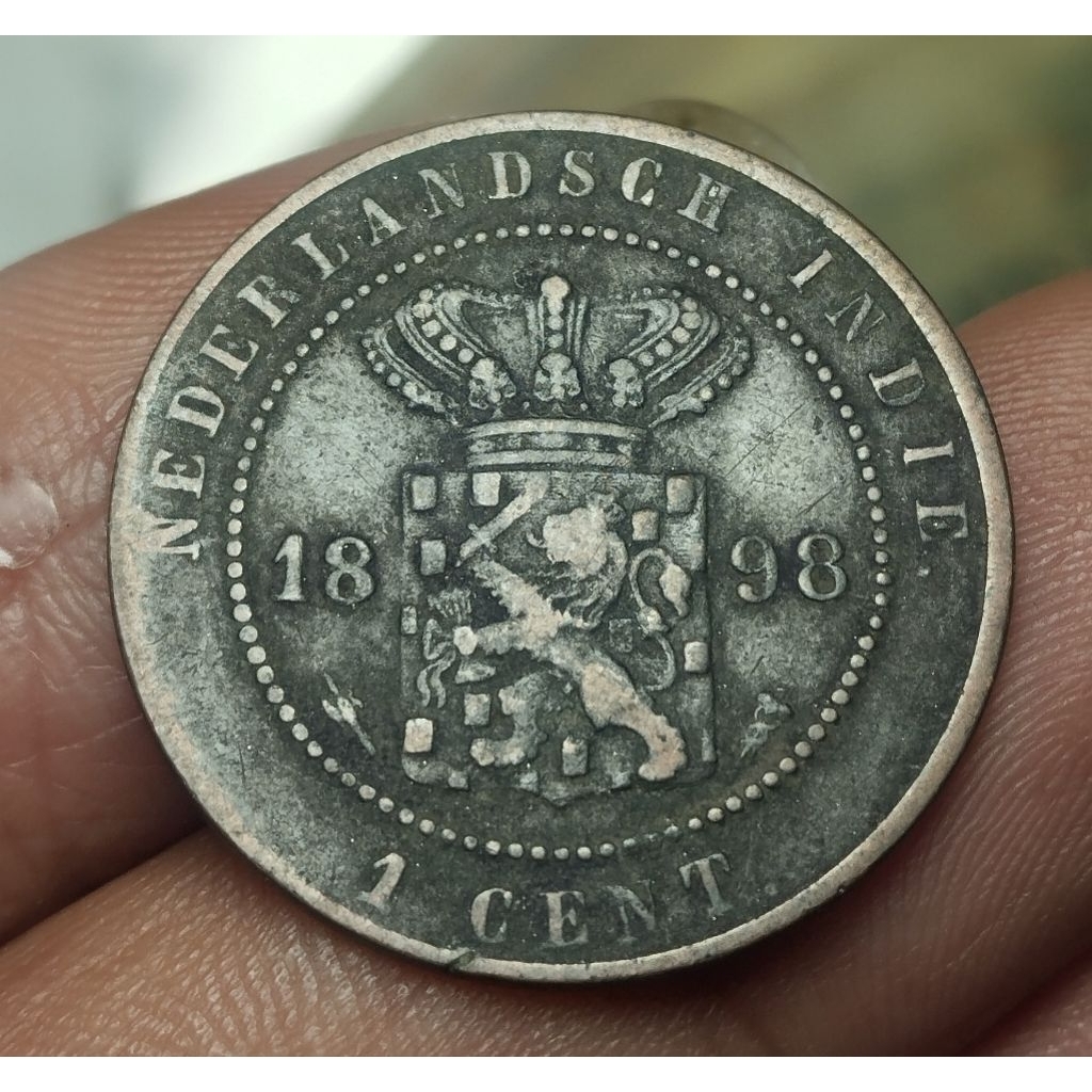 uang koin 1 cent Nederland indie thn 1898 original