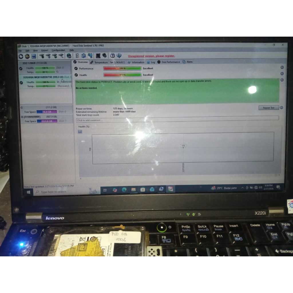 HDD Copotan Laptop 750GB Merk Thosiba