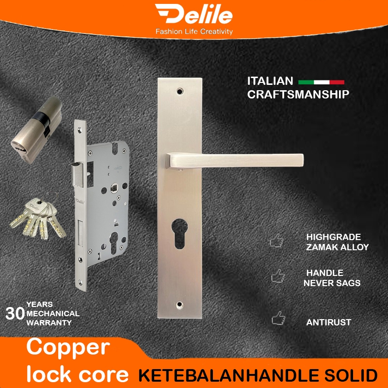 ITALY DELILE/Handle Pintu Full Set/Kunci Pintu Premium Door lock/Handle Pintu Plat/Set Handle Pintu