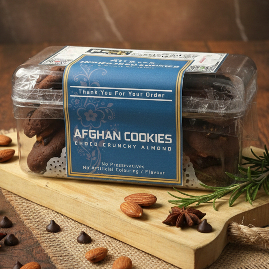 AFGHAN Cookies Crunchy Almond Cokelat Kacang Premium Butter  | Kue Kering Lebaran Spesial | Kemasan Jar 750ml & Hardtop 350gr by RaMaChef