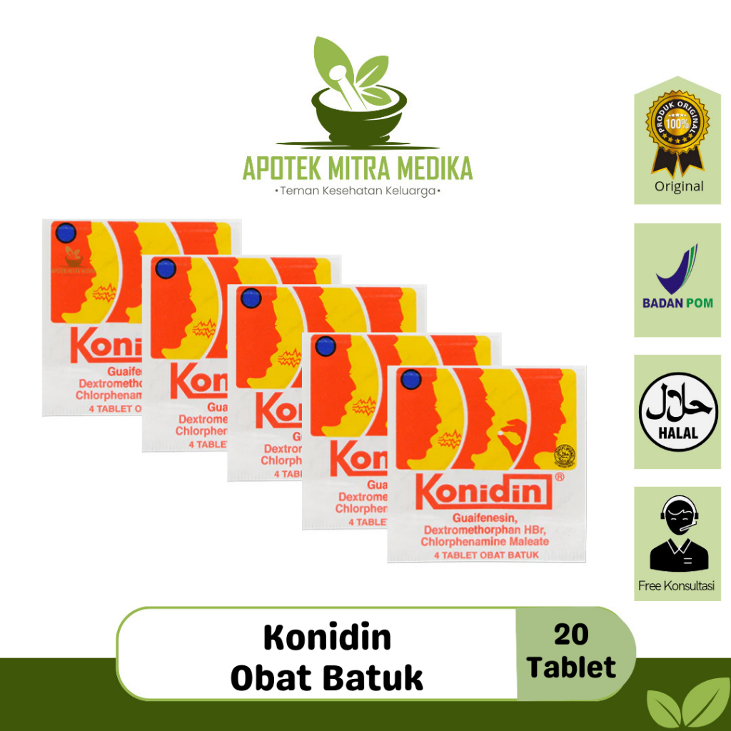 Konidin Tablet - Obat Batuk Kering dan Berdahak- 5 strip (20 tablet)