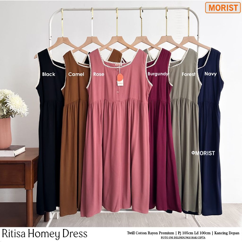 Ritisa Homey Dress Gamis Jumbo Allsize Busui Premium Catton Rayon Original Ori Morist Berlabel