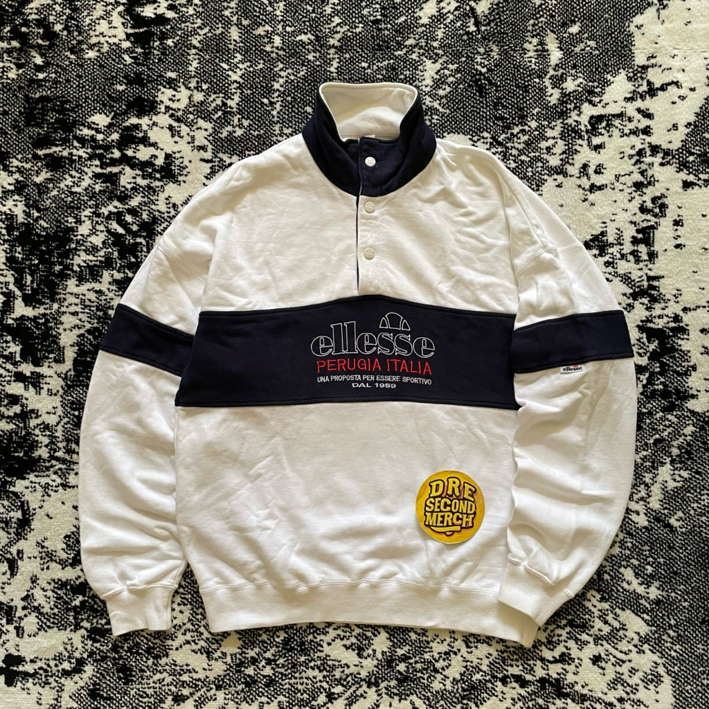 Vintage Ellesse Half Button Casual Crewneck Size Fit XL