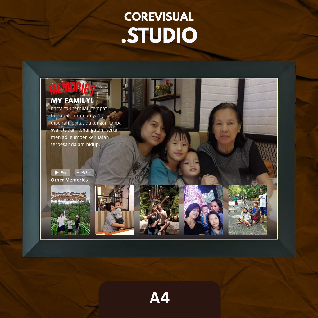 1 HARI JADI Custom Foto Memories Frame Putih/Hitam A4 - Bingkai Foto Kado Ulang Tahun Kartu Ucapan