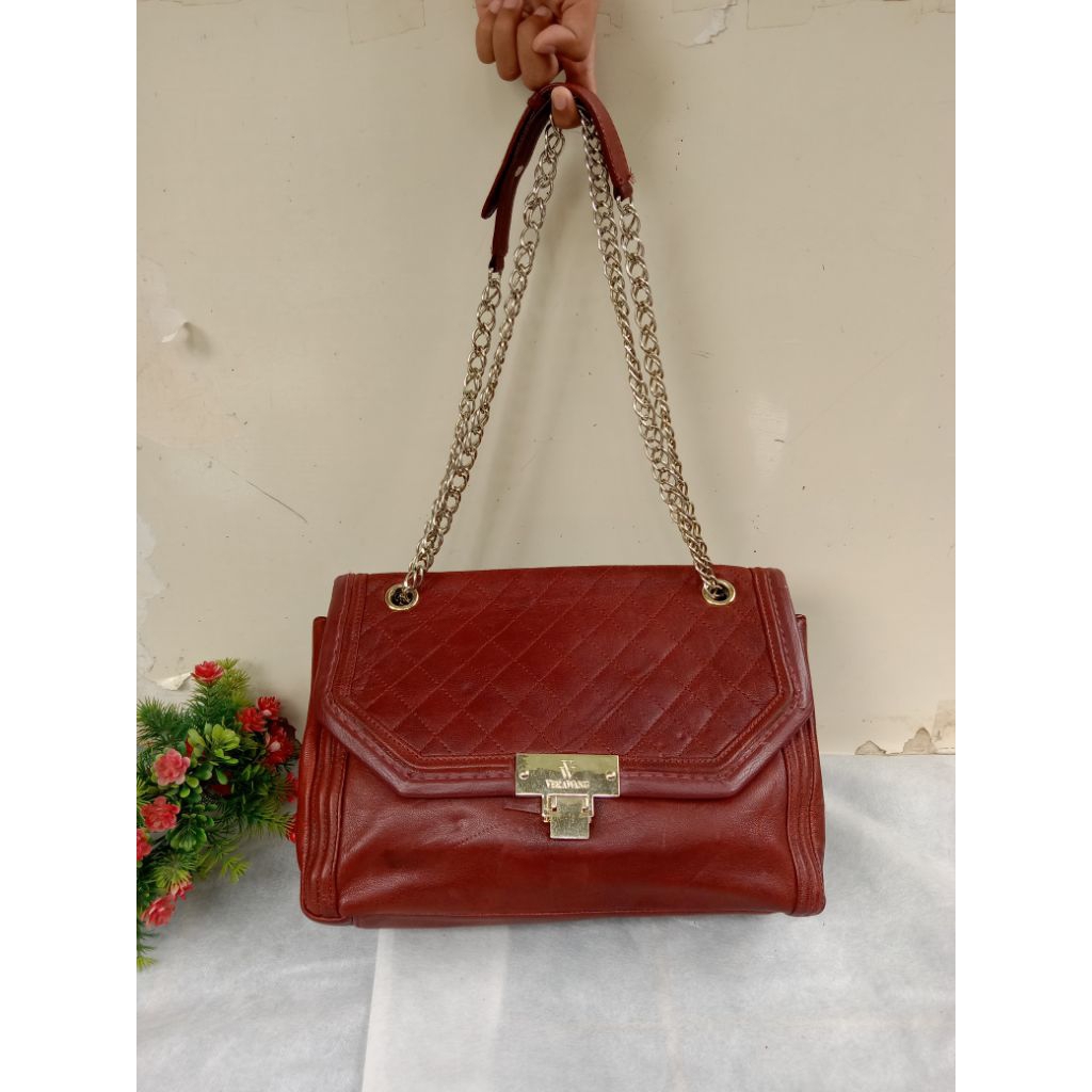 TAS RANTAI VERA WANG KULIT ASLI, VERA WANG SHOULDER BAG, TAS KULIT ASLI