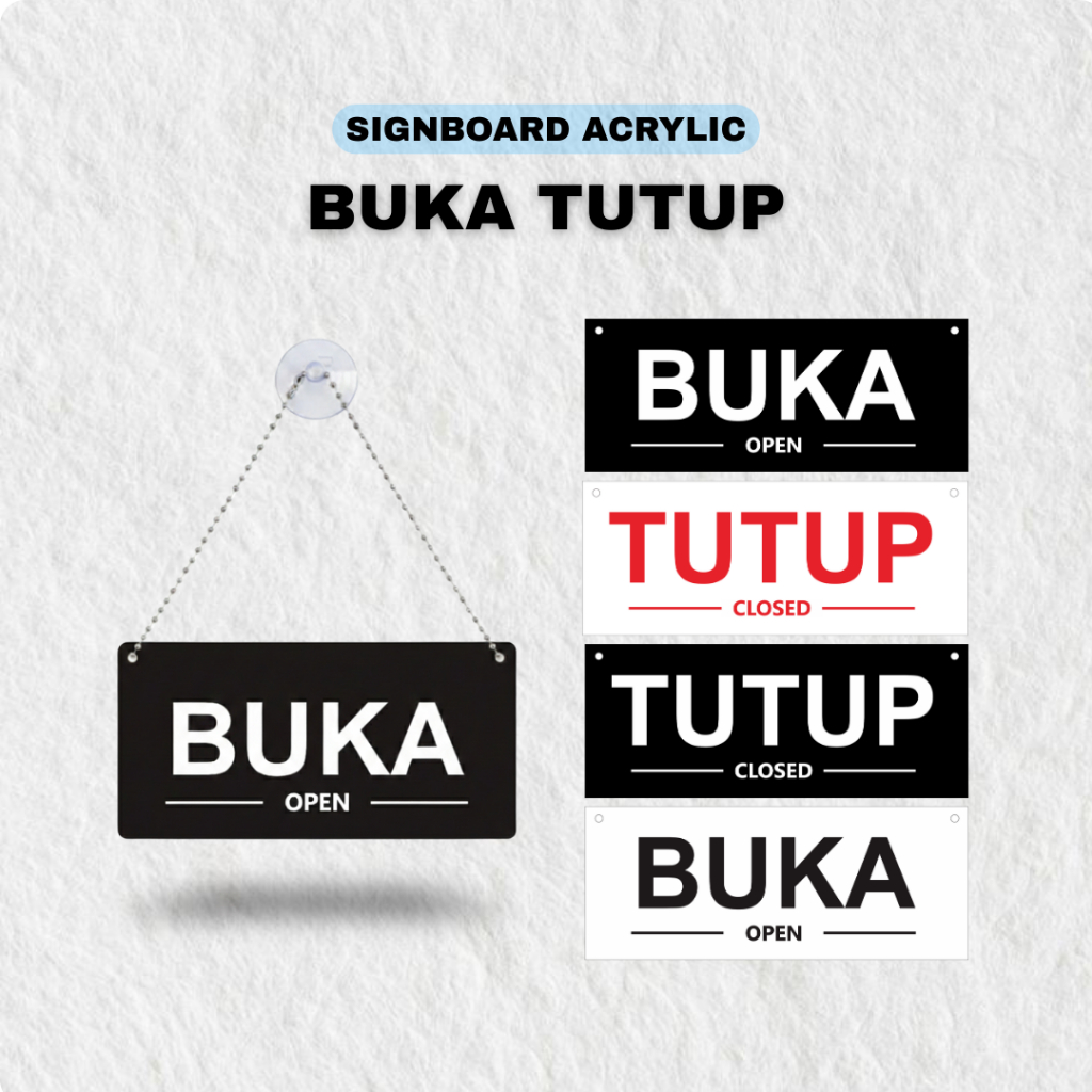 Buka Tutup Akrilik / Papan Tanda Buka Tutup  Akrilik / Signboard Buka Tutup  Aesthetic Minimalist Ac
