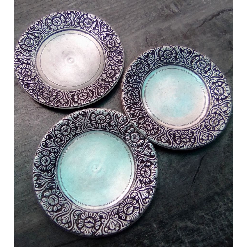 3 Buah Piring Hias Kuno Antik Langka Ukiran