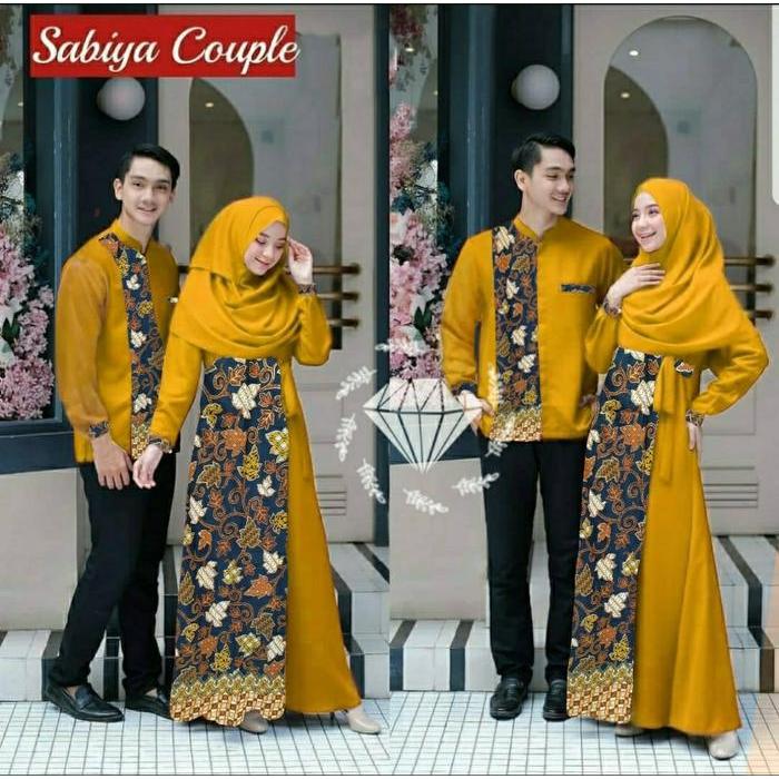 s7 WB 3 UKURAN CP COUPLE SABIYA BATIK MOSCREPE COUPLE KONDANGAN LEBARAN MR Gamis Katun Pasangan