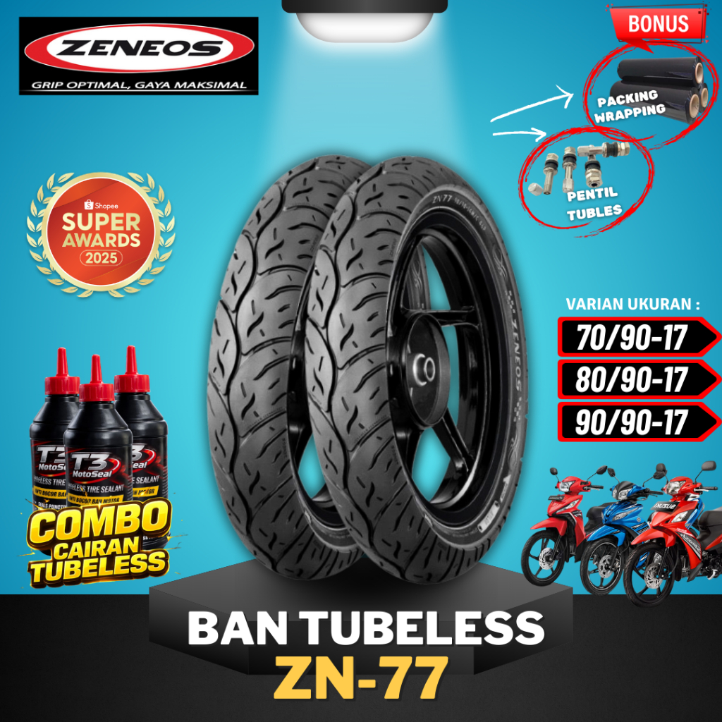 [READY COD] BAN ZENEOS ZN77 RING 17 ( 70/90-17 / 80/90-17 / 90/90-17 ) / BAN TUBELESS ZENEOS RING 17