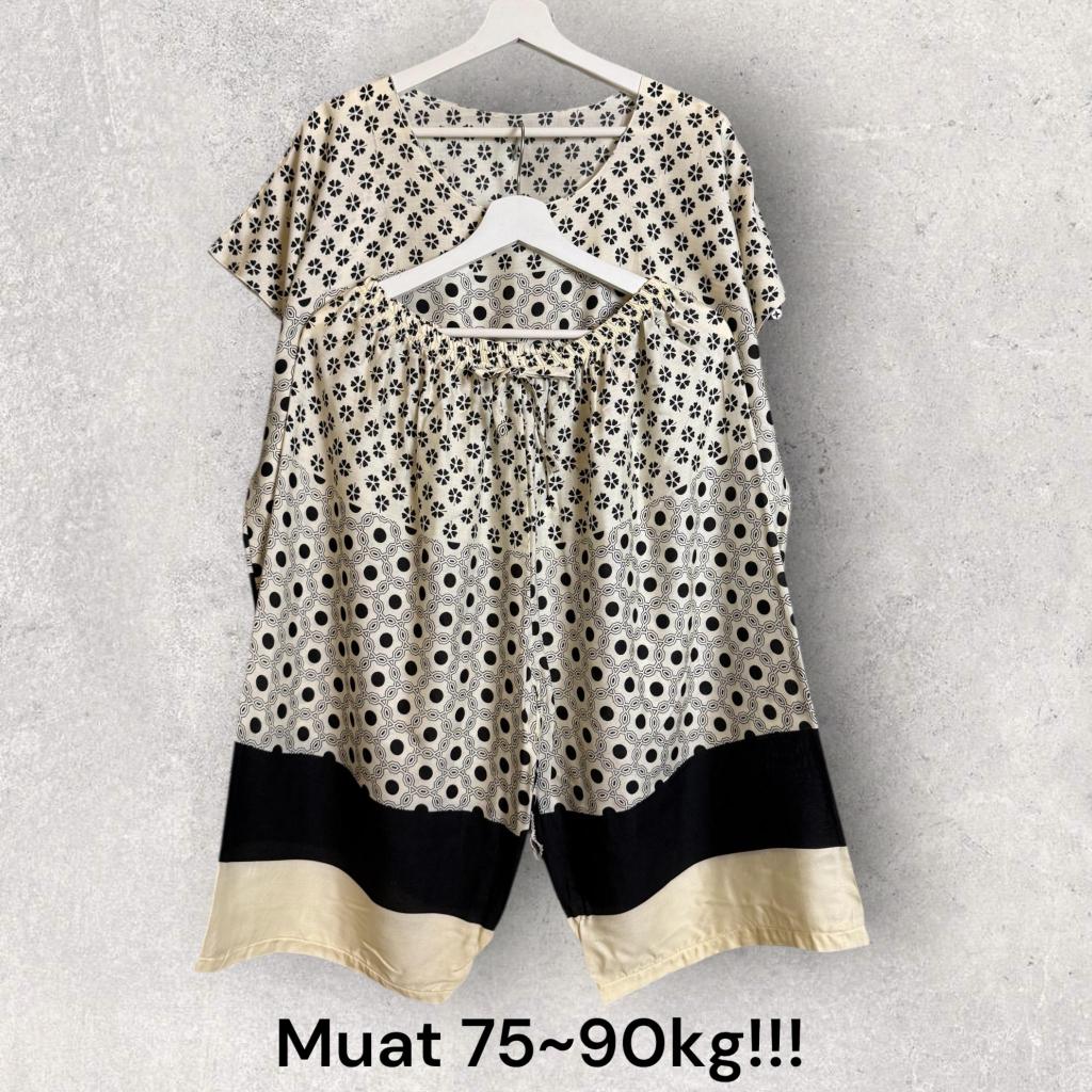 MUAT 75-90KG SETELAN BAJU BALI SUPER JUMBO CELANA 3/4 KODE JXK FIT TO 4XL REAL PICT