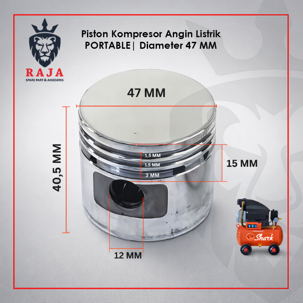 Piston Seher Kompresor Angin 47mm Aluminium Piston Kompressor Portable Diameter 47 mm Sparepart Komp