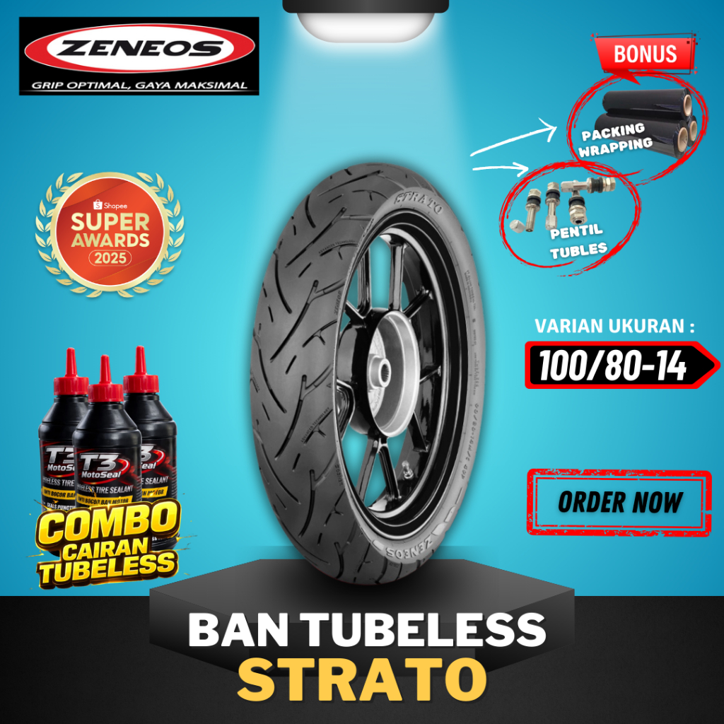 [READY COD] BAN ZENEOS STRATO RING 14 100/80-14 / BAN TUBELESS ZENEOS RING 14 /  BAN MOTOR MATIC RIN