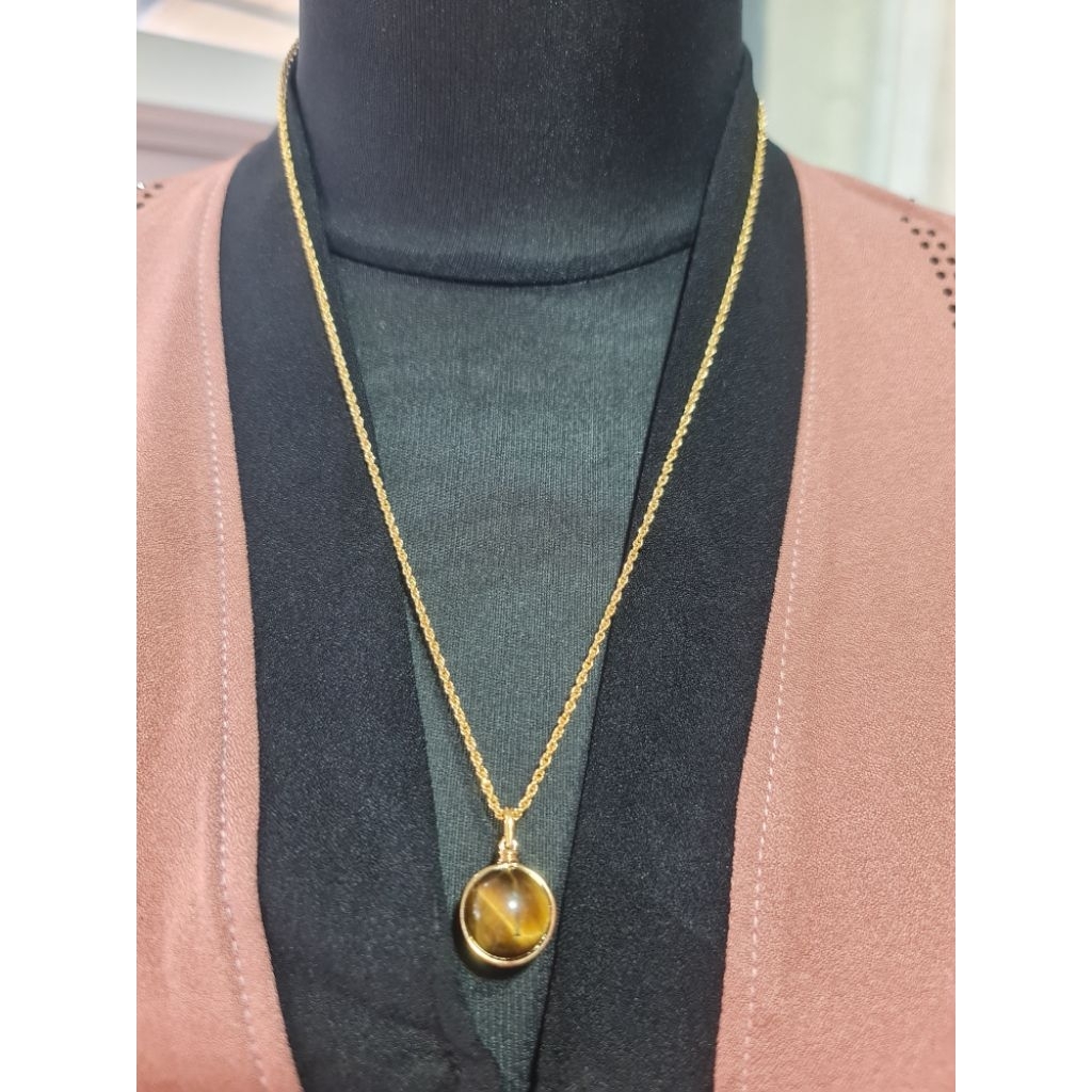 Kalung liontin  batu tiger eye original