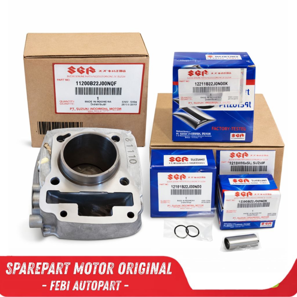CYLINDER SILINDER BLOK PISTON SET SUZUKI SHOOTER YOUNG STAR SMASH INJEKSI ORI SGP - FEBI AUTOPART