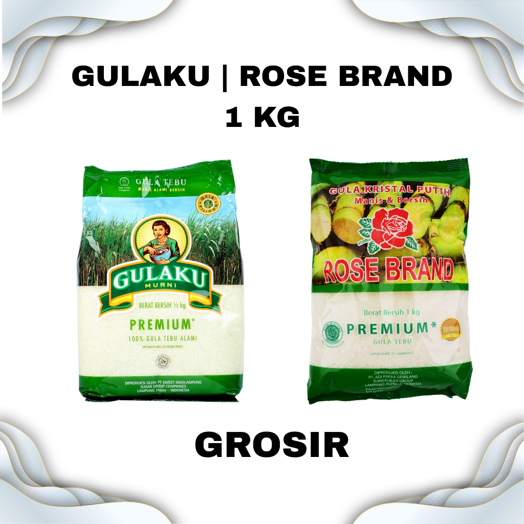 Gula Putih Premium 1kg Gulaku dan Rose Brand (HARGA GROSIR)