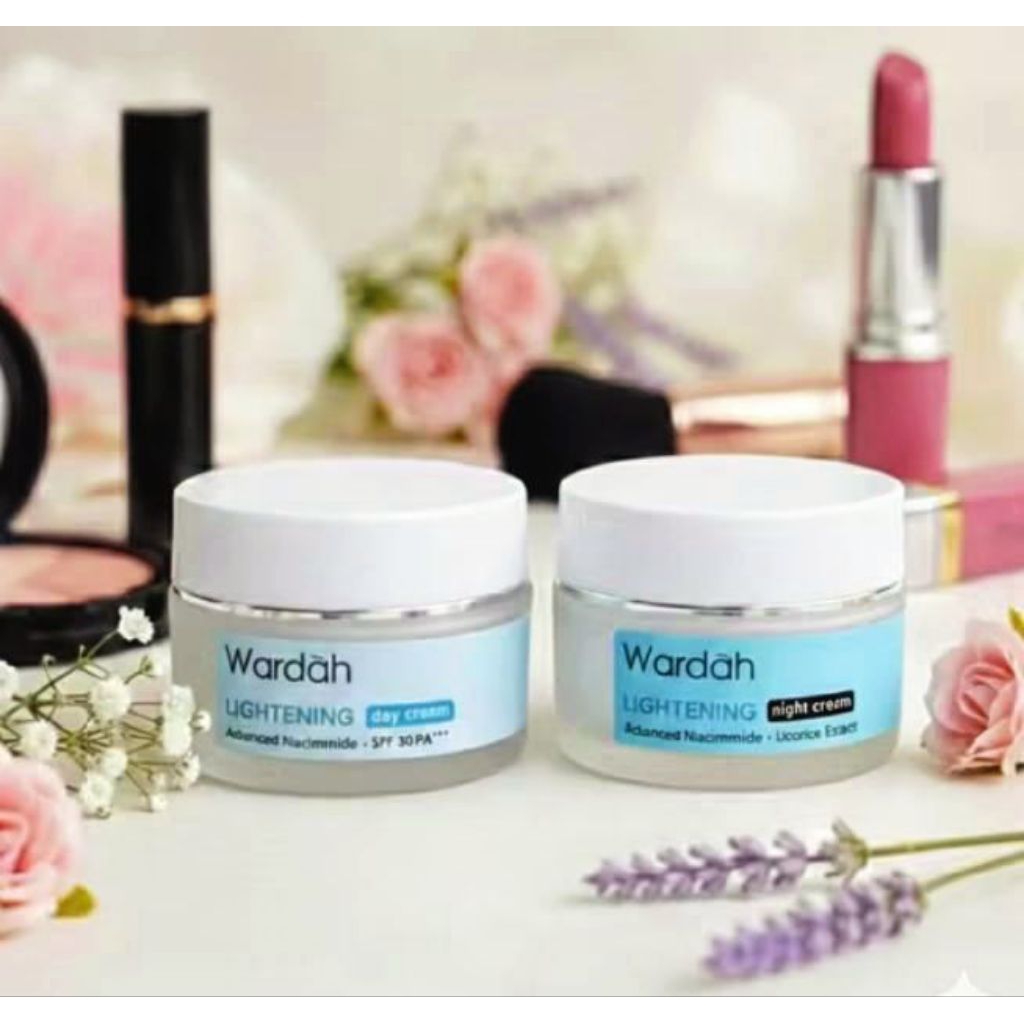 WARDAH LIGHTENING CREAM Promo Paket Day & Night Cream pencerah melembabkan memutihkan kulit wajah