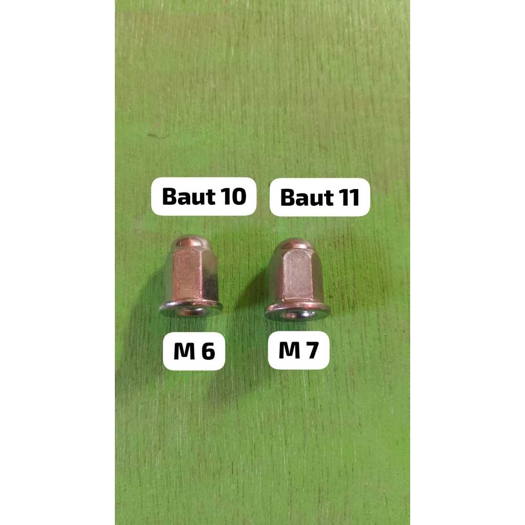 mur topi knalpot M6,M7 chrome kunci 10/mur 10,mur 11