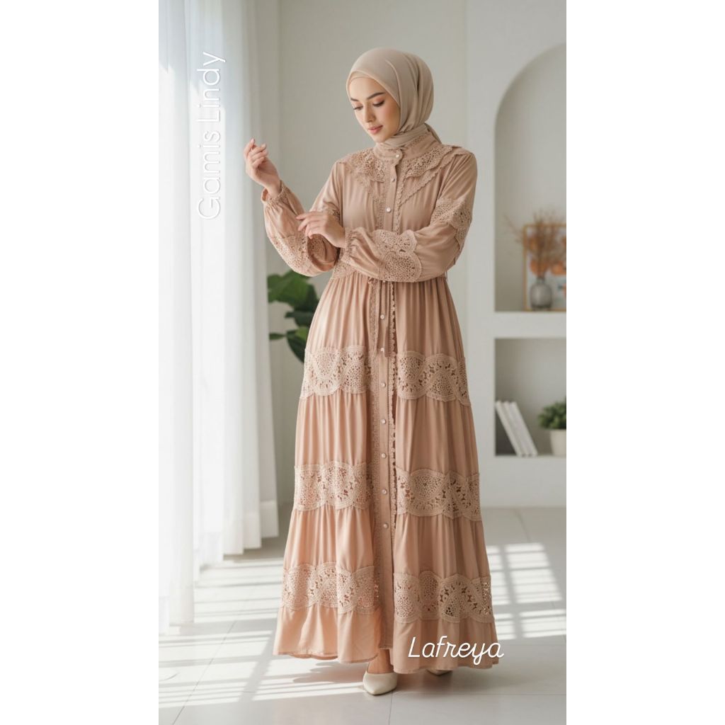 Cleome Lafreya Gamis Lindy Fashion Muslim Wanita Import LFY Lafreya