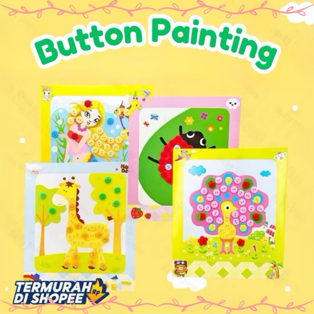 DIY Painting Button Mainan Anak Menempel Kancing Stiker Edukasi