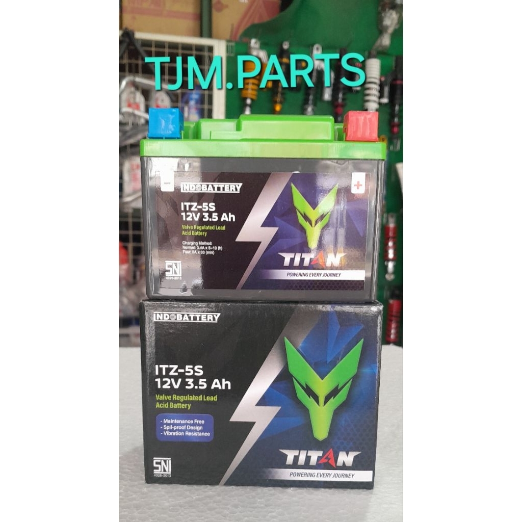 Accu Titan Indoparts / Aki kering motor ITZ-5S Beat, Vixion, Karisma