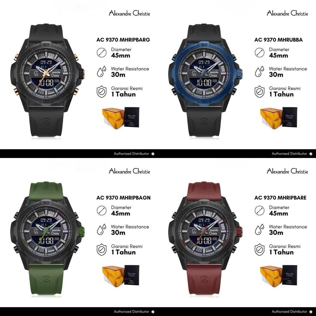 BEST SELLER | Jam Tangan Pria Alexandre Christie Dual Time 9370 AC9370 / 9374 AC9374 (ORIGINAL)