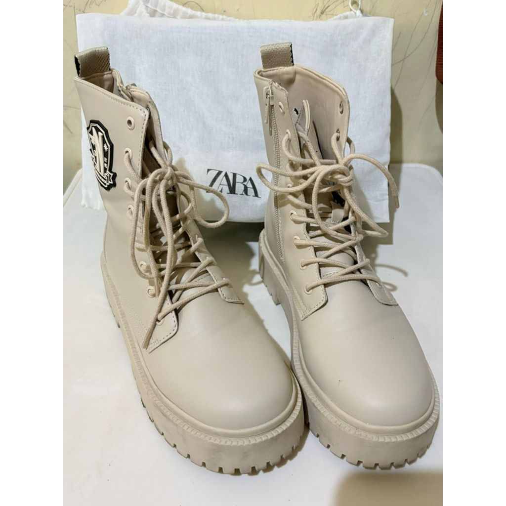 (Preloved) Sepatu Boots Zara x Wednesday Netflix