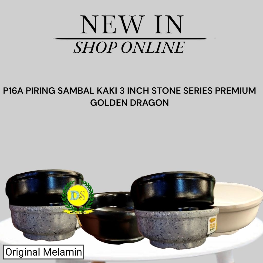 Original Melamin P16A Piring Sambal Kaki 3 Inch Stone Series Premium Golden Dragon