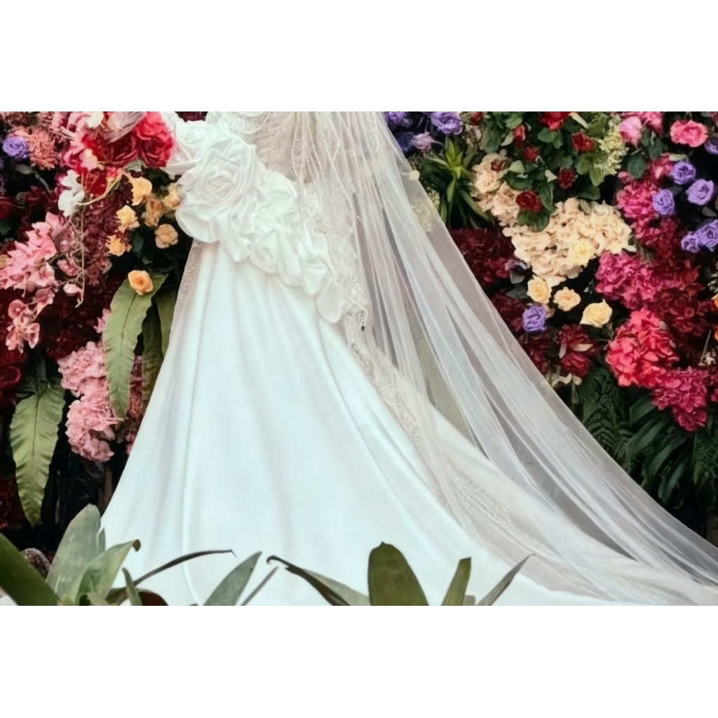 Outer wedding, Perlengkapan gaun nikah, Ekor gaun, Ekor gaun tile.