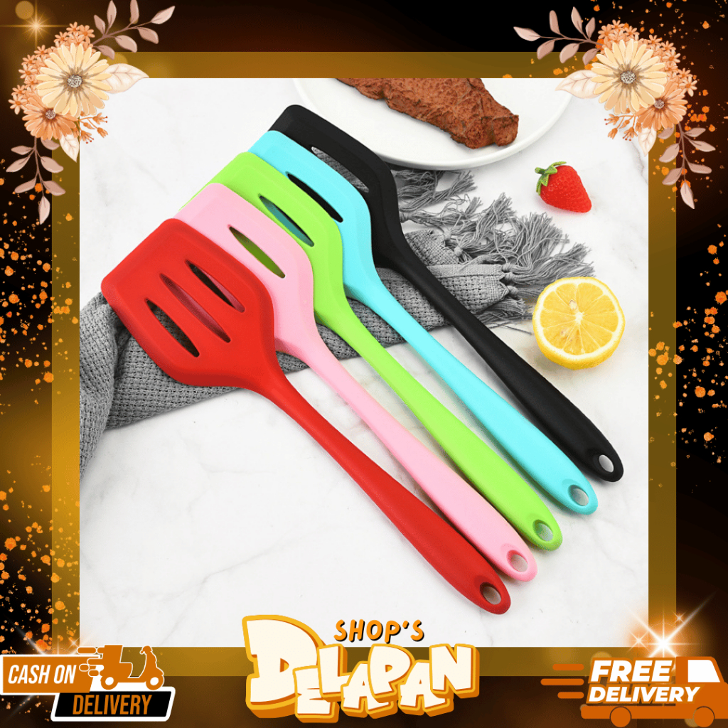 DELAPANSHOP | Spatula Silikon Lubang Tahan Panas / Spatula Silikon Anti Lengket / Spatula Silikon Fo