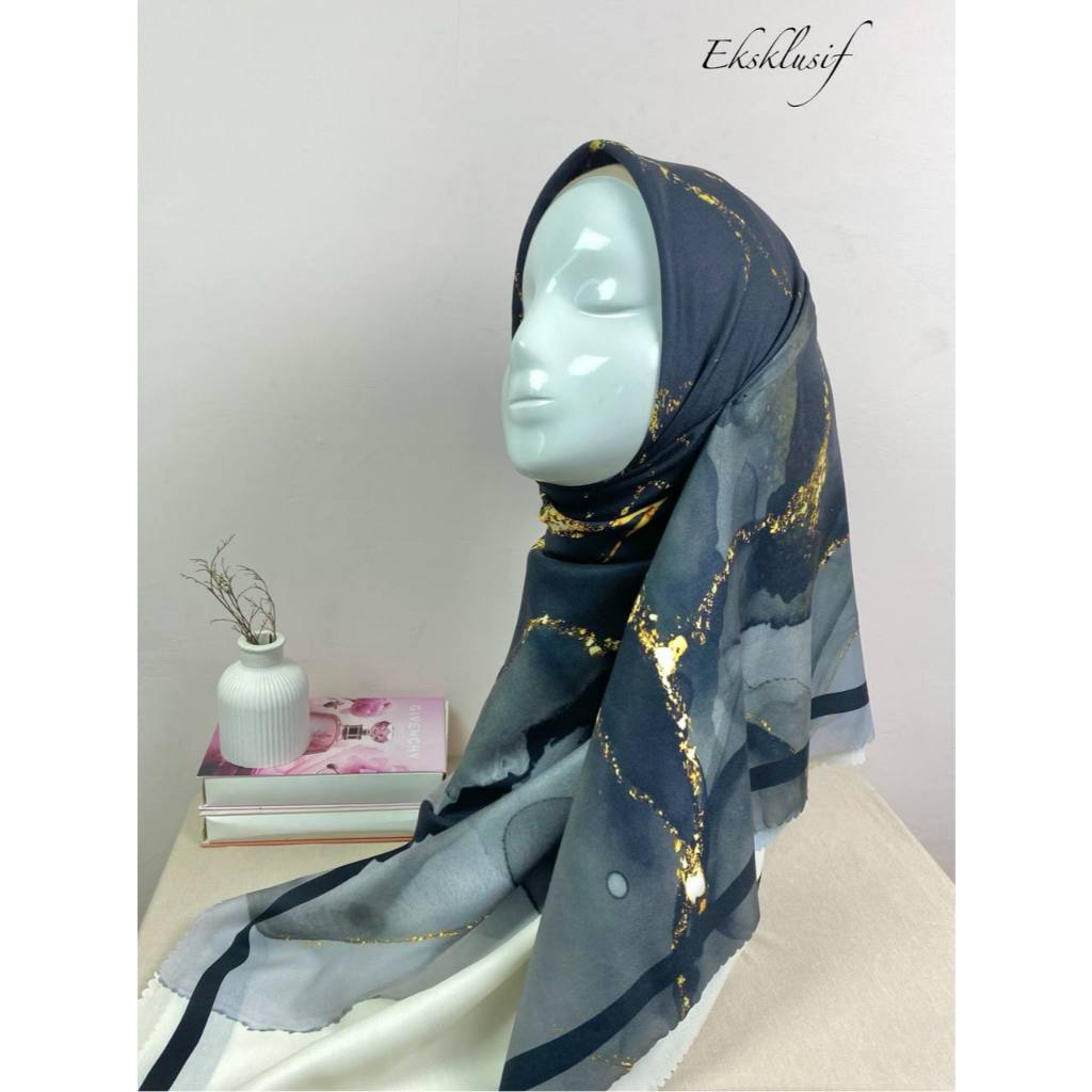 Kerudung Segi Empat Motif Syar'i Marmer