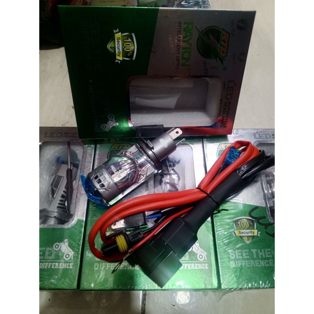 LAMPU RTD RAYTON MINI PROJIE BILED LED H4 + RELAY M1J 50 WATT BLUELENS MOTOR MOBIL CAHAYA BILED