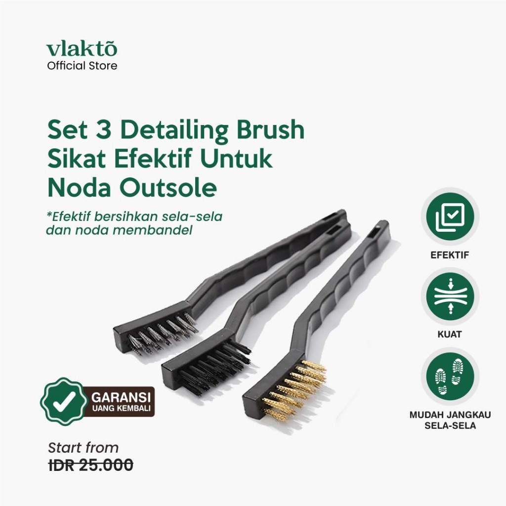 VLAKTO - Set 3 Detailing Brush Outsole | Sikat Sepatu Detailing Outsole - Sikat Pembersih Outsole Se