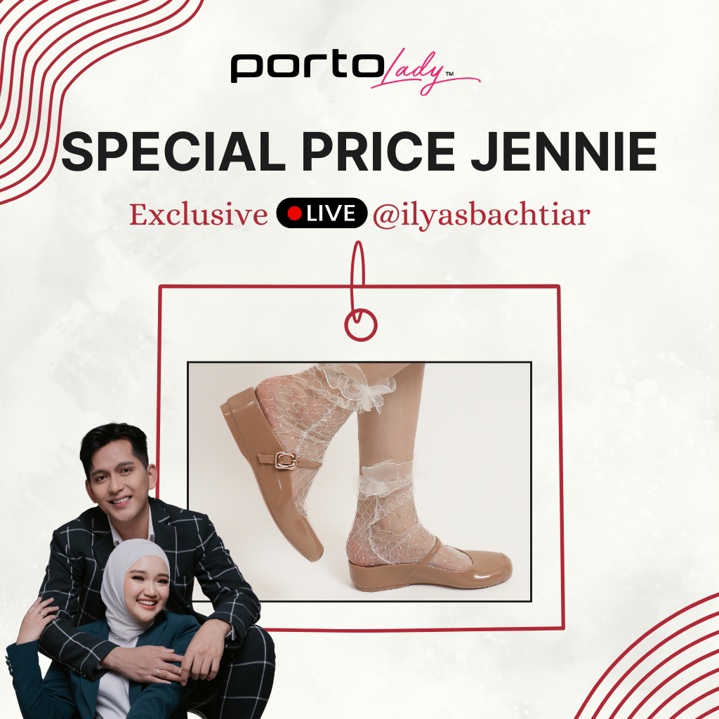 Porto Jennie Sepatu Wedges - Mules Wanita Jennie  | Sepatu Pesta Casual Tali Nyaman Dipakai | Anti A