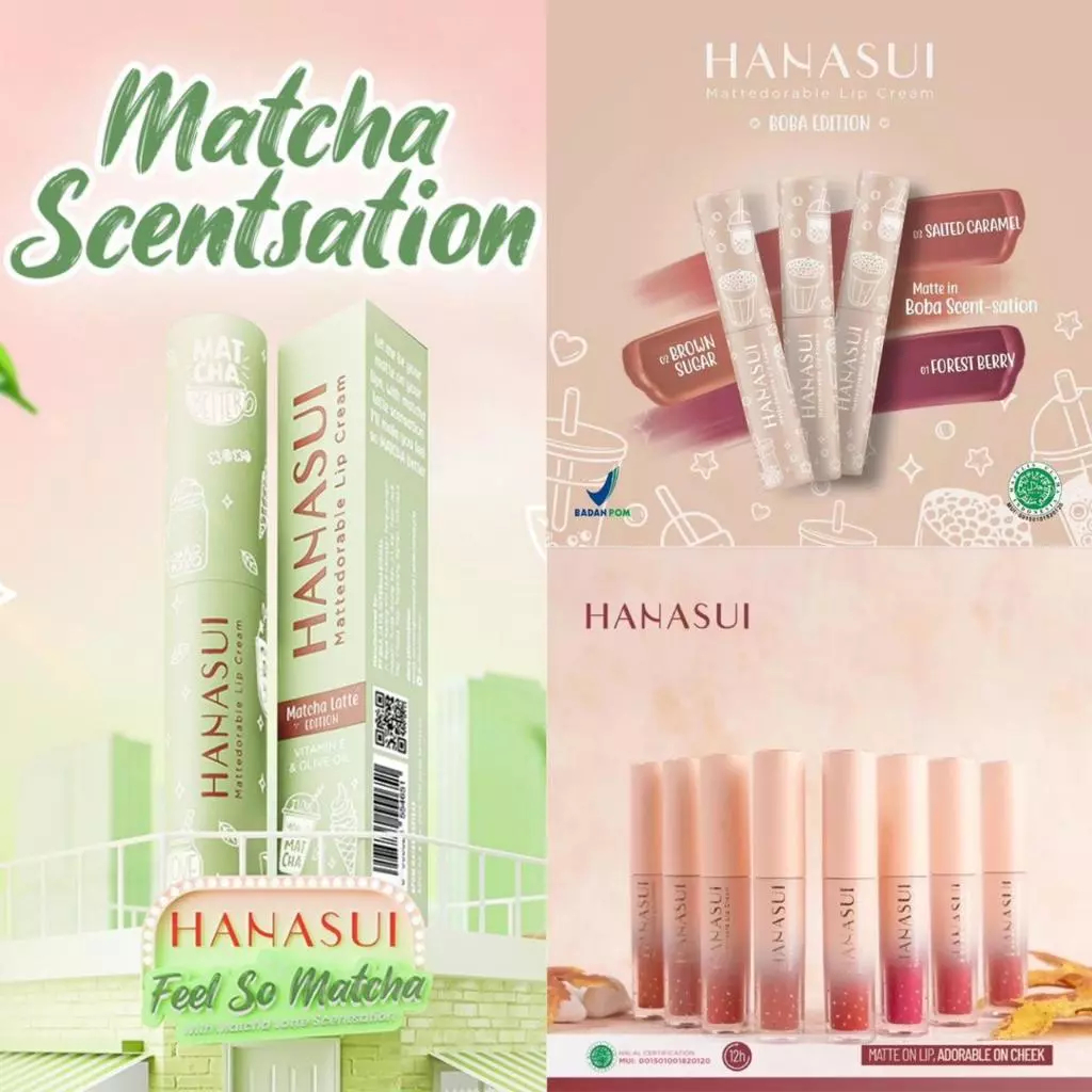 Hanasui Lip Cream Mattedorable / Hanasui Boba Lipcream / HANASUI MATTEDORABLE LIPCREAM MATTE / Hanas