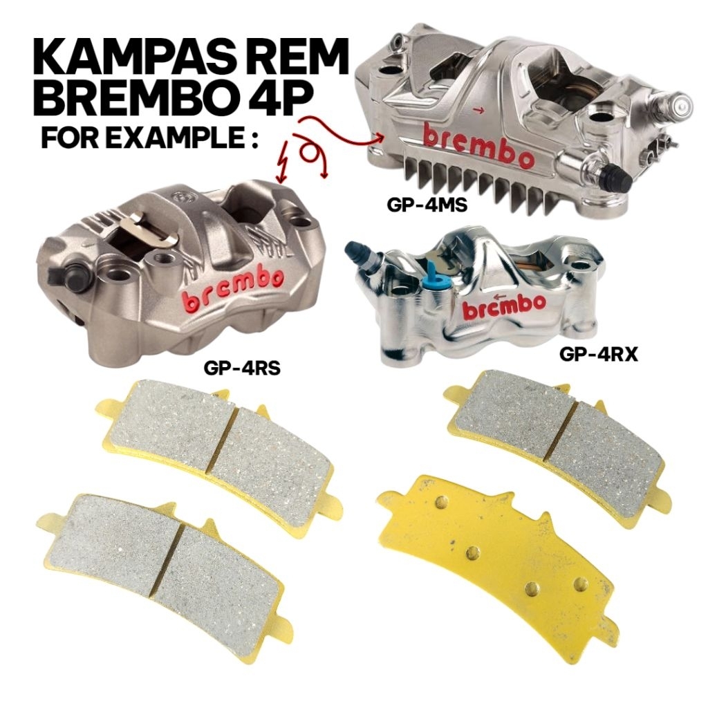 Kampas rem dispad kaliper Brembo 4p gp4lm gp4rs gp4rx gp4ms