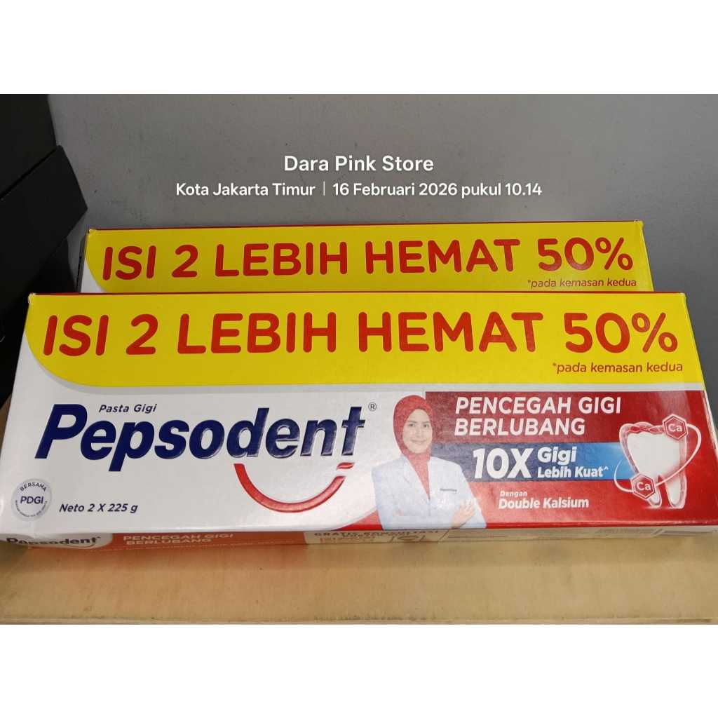 PEPSODENT Pasta Gigi Jumbo 2X225gr / Pasta Gigi Pepsodent / Odol Pepsodent / Pencegah Gigi Berlubang