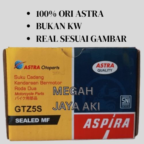 Aki Motor Aspira Astra Aki Kering Untuk Scoopy Lama, Beat Lama, Vario Lama, Mio Injeksi, dll