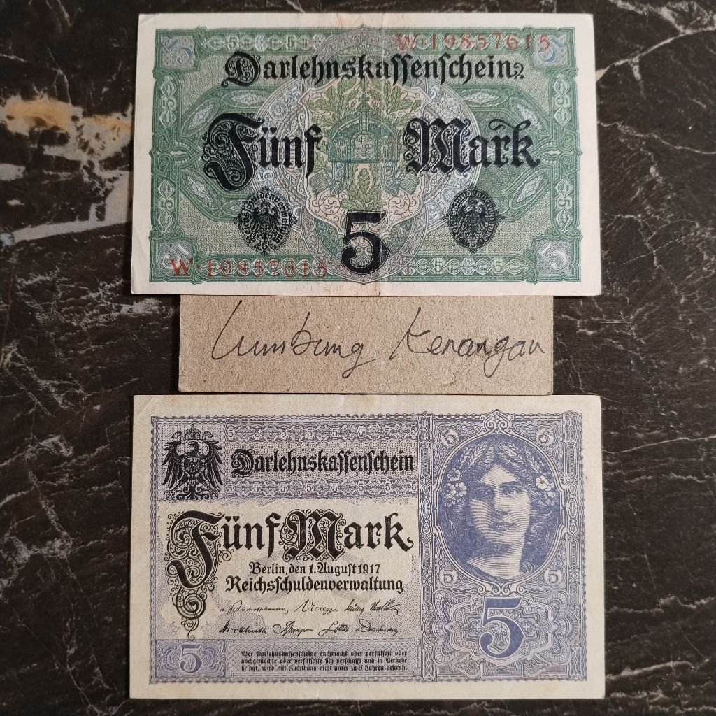 uang asing Jerman 5 Mark 1917