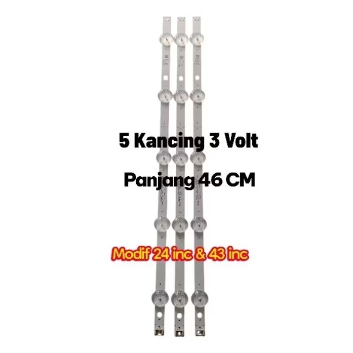 LAMPU TV LED - BL - BEKLITE - BACKLIGHT - 5 KANCING 3 VOLT - 5K 3V PANJANG 46CM