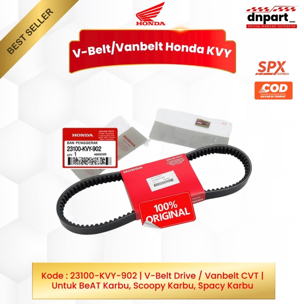 V-BELT VBELT VANBELT BEAT KARBU SCOOPY KARBU SPACY KARBU KVY ASLI AHM 23100-KVY-901 TALI KIPAS PENBE