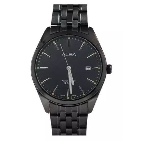 Jam Tangan Pria Alba Classic AS9R09 AS9R09X1 Strap Stainless Steel Black Dial Black Original Bergara