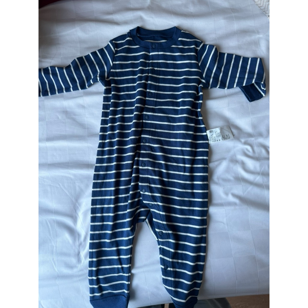 preloved jumpsuit balita stripe tee navy uniqlo