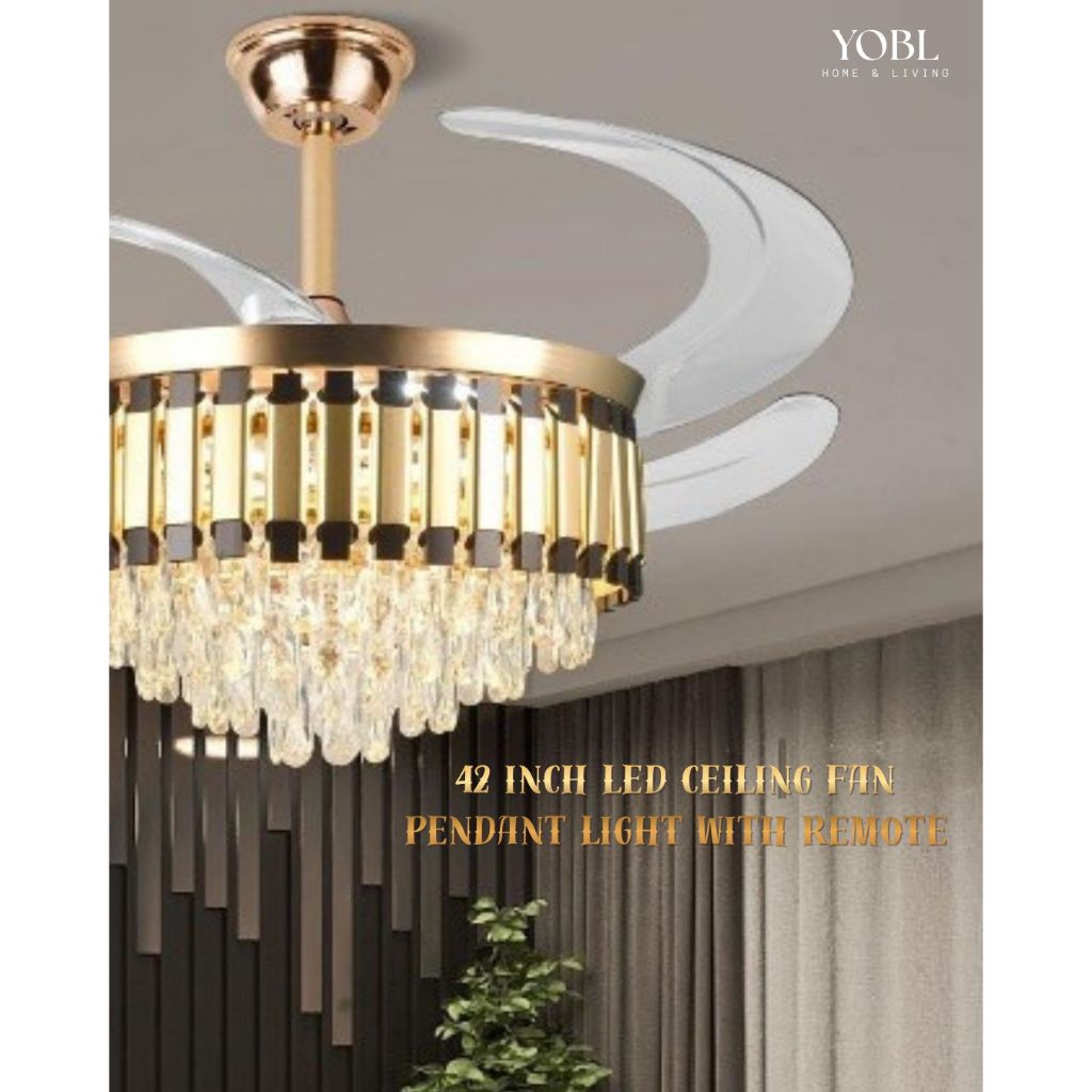 YOBL Ceiling fan dekorasi lampu include kipas modern