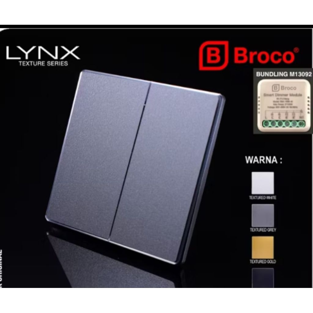 Saklar seri Broco saklar double Broco LYNX white black grey saklar hotel