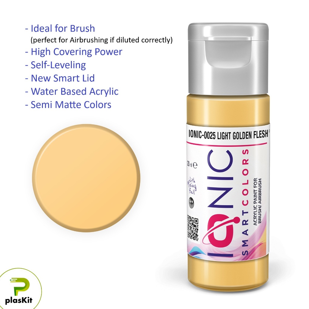IONIC0025 : LIGHT GOLDEN FLESH color 20ml - cat Acrylic base untuk Kwas / Brush Miniature (dan Airbr