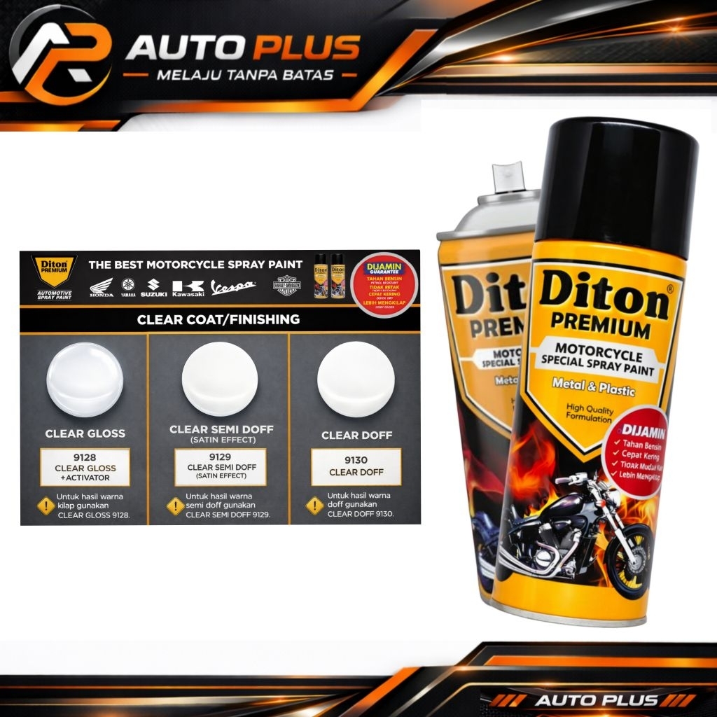 Cat Clear Semprot Diton Premium Clear 400ml | Clear Coat Pelindung Cat Motor Mobil