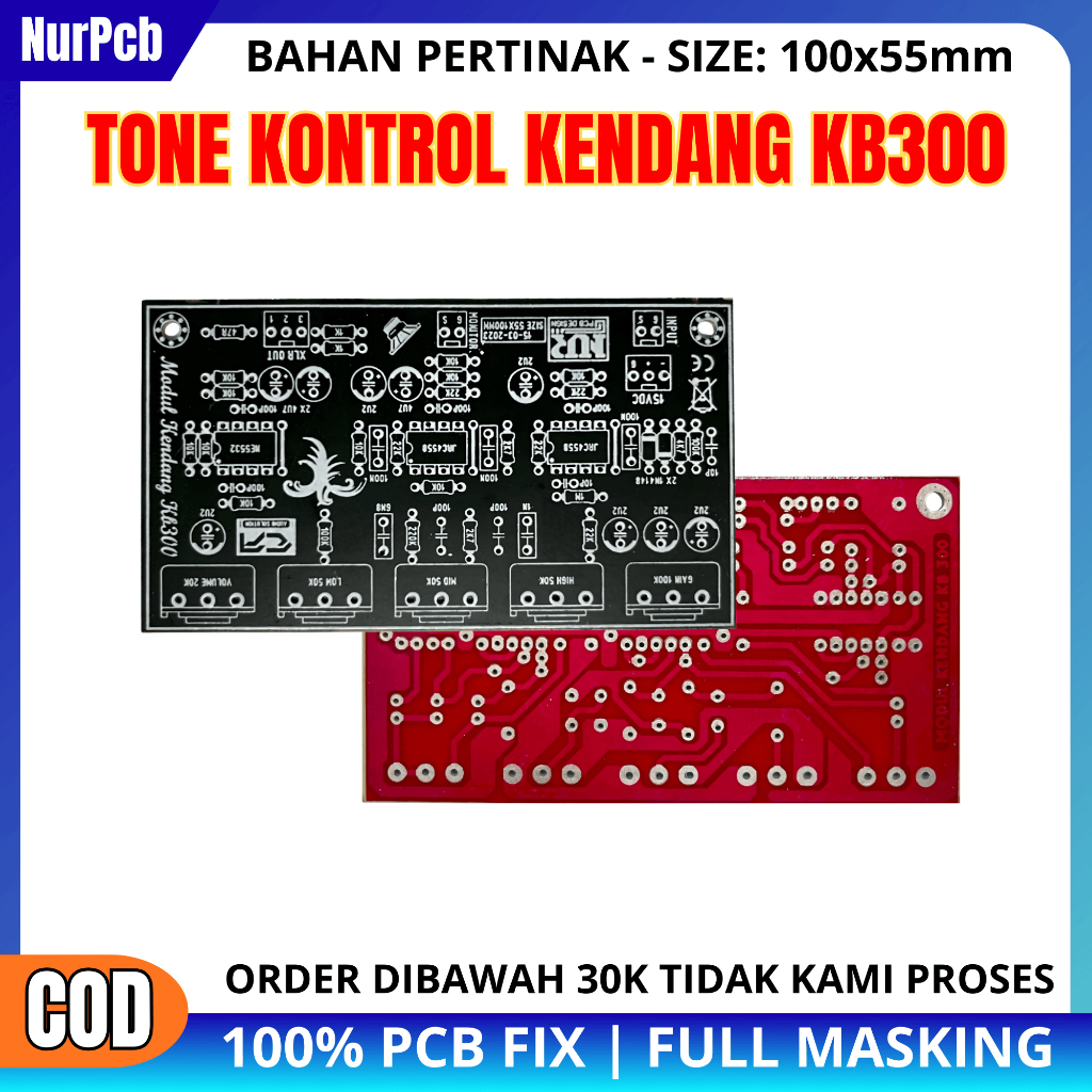 NUR PCB - PCB Tone Control KB300 Peavey - Tone Control Kendang Fullmasking 10 x 5.5 cm