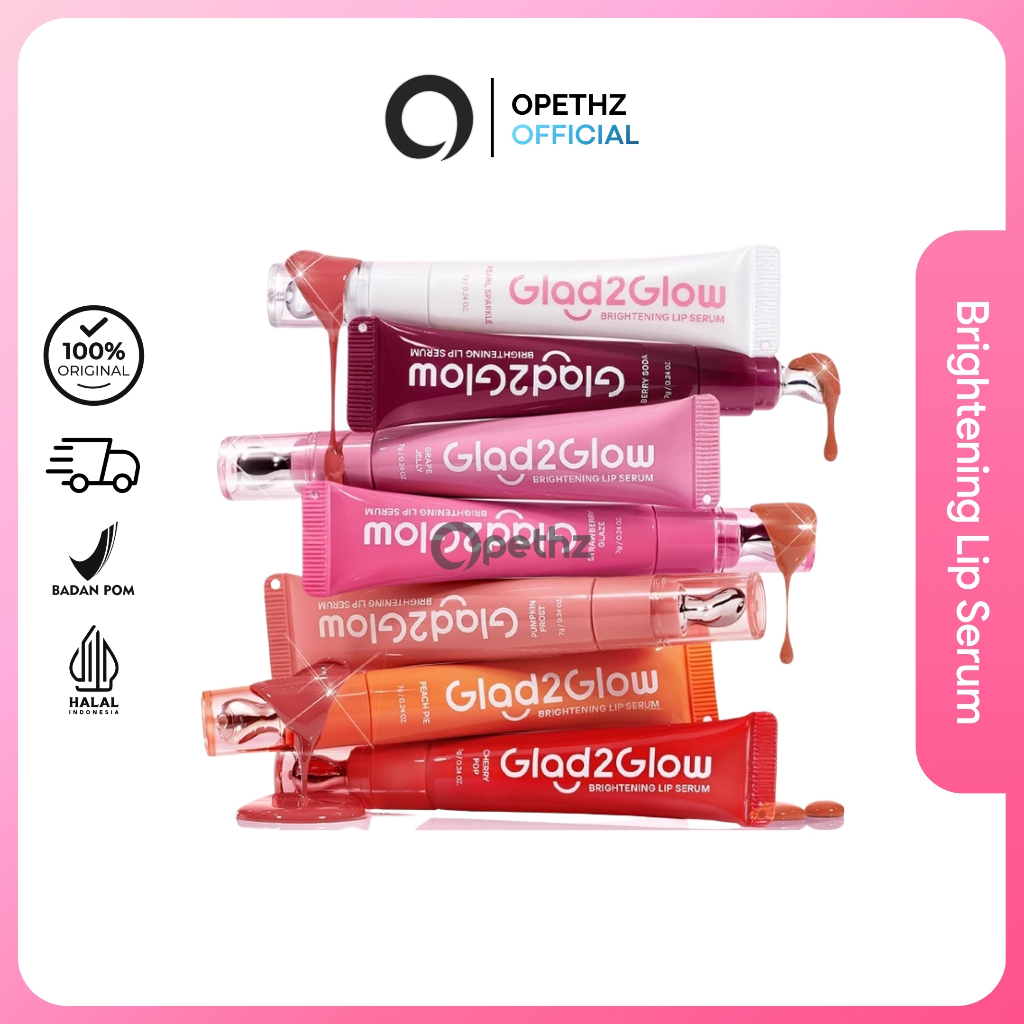 [ ORIGINAL BPOM ] GLAD2GLOW Brightening Lip Serum 7g - Berry Soda | Strawberry Glaze | Grape Jelly |