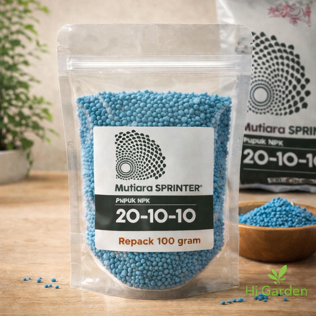 Pupuk NPK Mutiara Sprinter 20 10 10 Repack 100 Gram Pupuk Daun Sayur Buah Daya Tumbuh Cepat